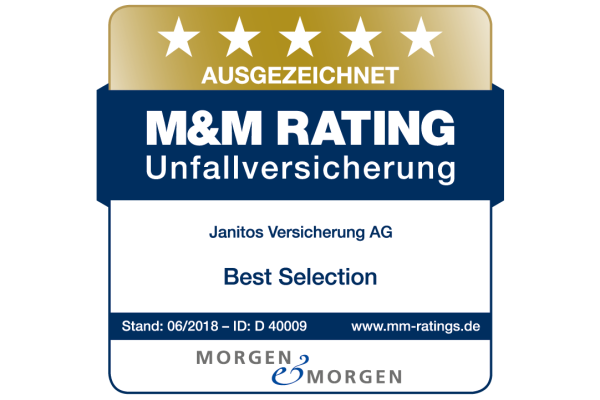 Janitos Auszeichnung Morgen and Morgen Unfallversicherung Best Selection 2018